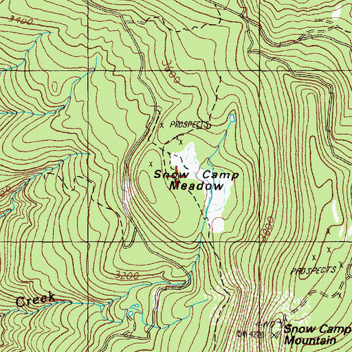 Topographic Map of Snow Camp Meadow, OR