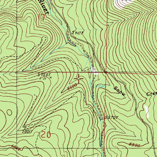 Topographic Map of Snow Creek, OR