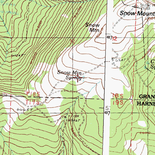 Topographic Map of Snow Mountain Spring, OR