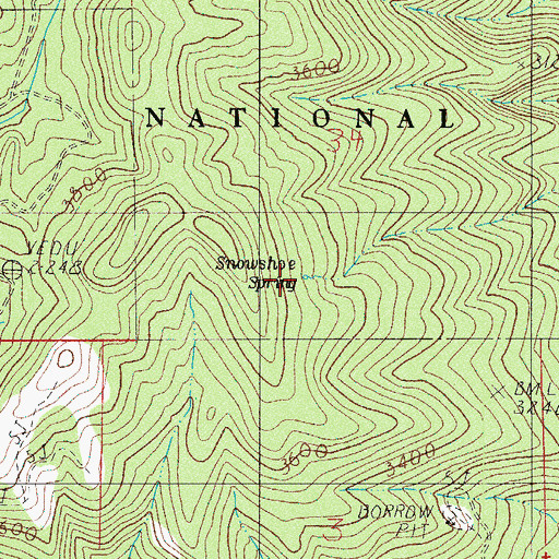 Topographic Map of Snowshoe Spring, OR