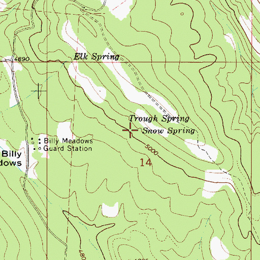 Topographic Map of Snow Spring, OR