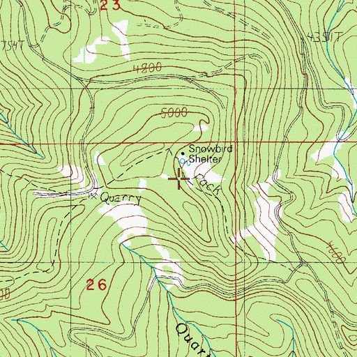 Topographic Map of Snowbird Shelter, OR