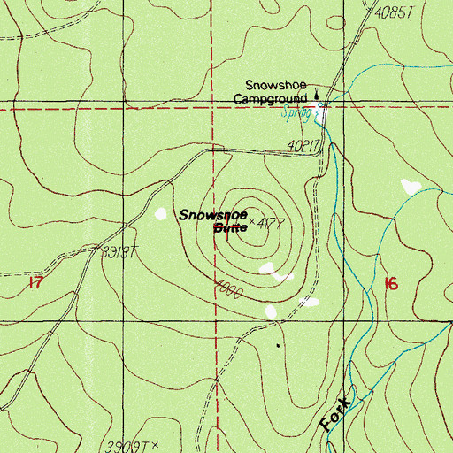 Topographic Map of Snowshoe Butte, OR