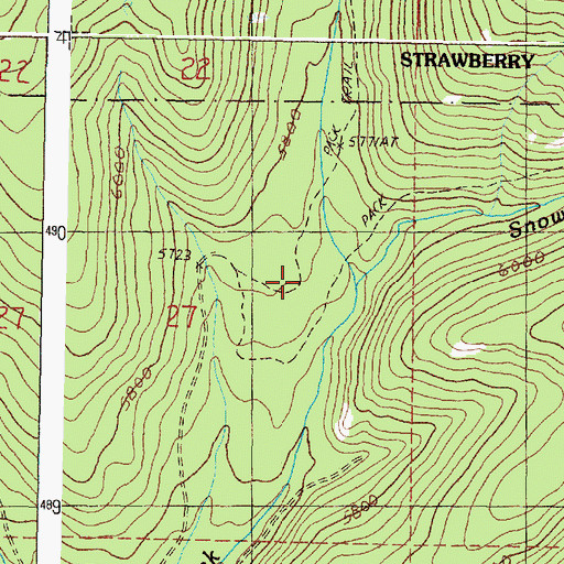 Topographic Map of Snowshoe Creek, OR