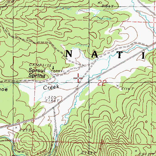 Topographic Map of Snowshoe Creek, OR