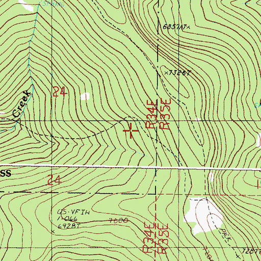 Topographic Map of Snowshoe Creek Trail, OR