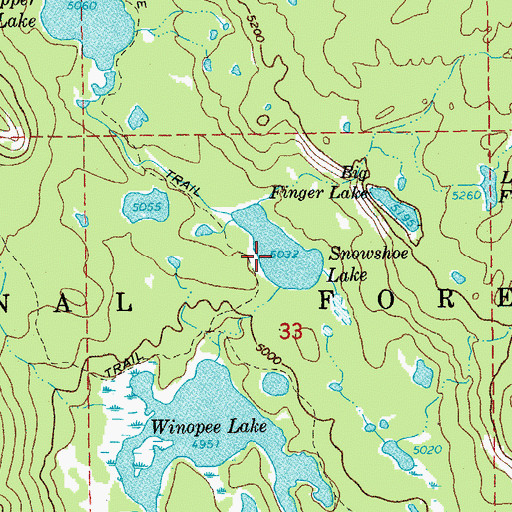 Topographic Map of Snowshoe Lake, OR