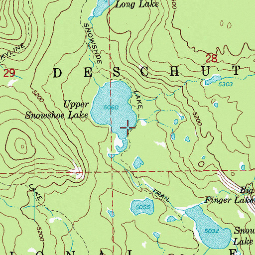 Topographic Map of Snowshoe Lake Trail, OR