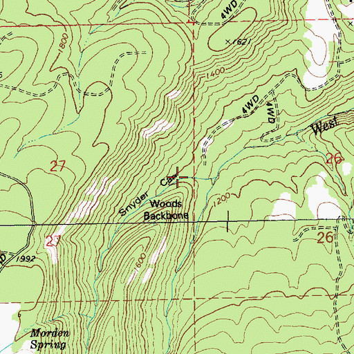 Topographic Map of Snyder Canyon, OR