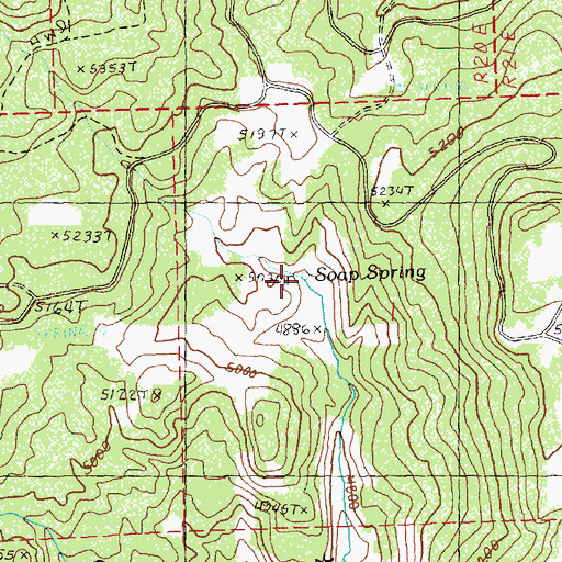 Topographic Map of Soap Spring, OR