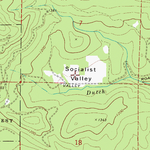 Topographic Map of Socialist Valley, OR