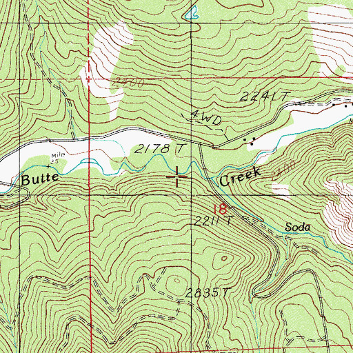Topographic Map of Soda Creek, OR