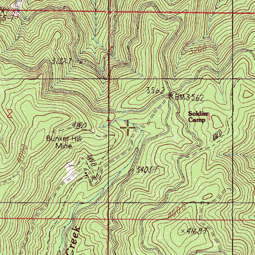Topographic Map of Soldier Camp, OR