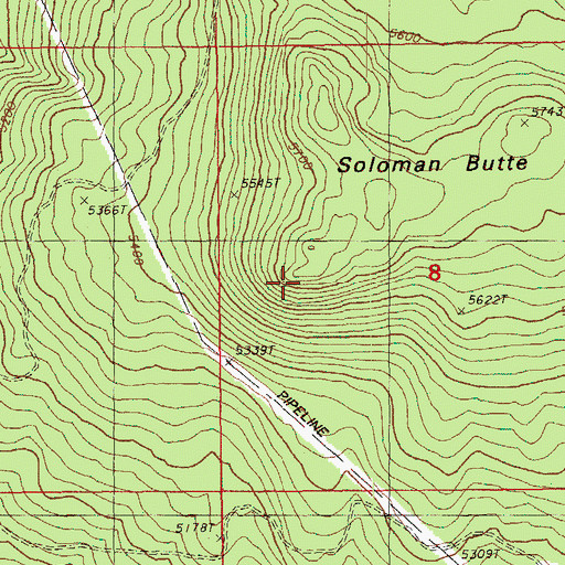 Topographic Map of Soloman Butte, OR