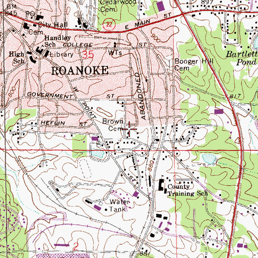 Topographic Map of Brown Cemetery, AL