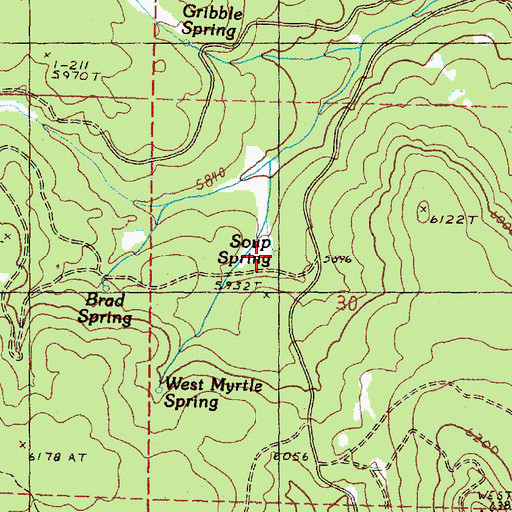 Topographic Map of Soup Spring, OR