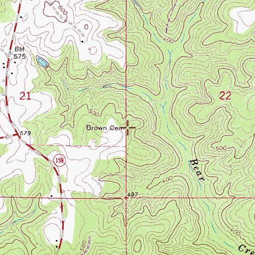 Topographic Map of Brown Cemetery, AL