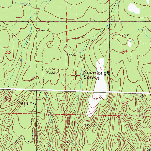 Topographic Map of Sourdough Spring, OR