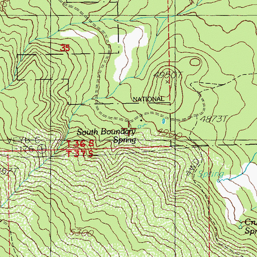 Topographic Map of South Boundary Spring, OR