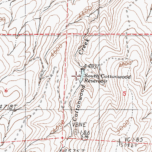 Topographic Map of South Cottonwood Reservoir, OR
