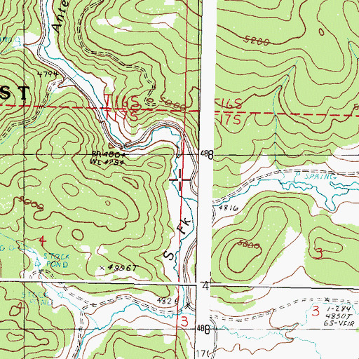 Topographic Map of South Fork Antelope Creek, OR