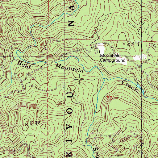Topographic Map of South Fork Bald Mountain Creek, OR