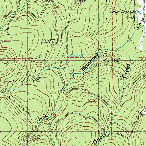 Topographic Map of South Fork Bieberstedt Creek, OR