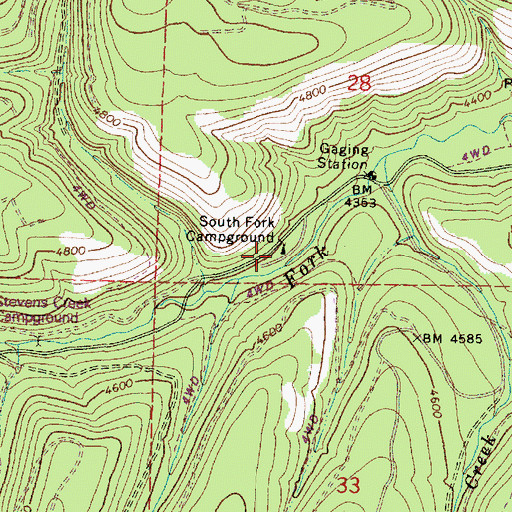 Topographic Map of South Fork Recreation Site, OR