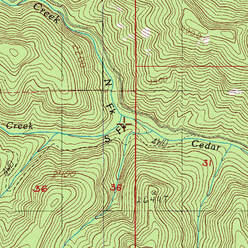 Topographic Map of South Fork Cedar Creek, OR