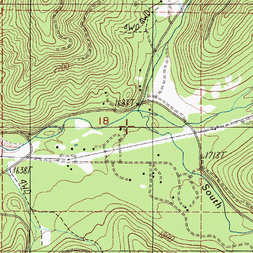 Topographic Map of South Fork Deer Creek, OR