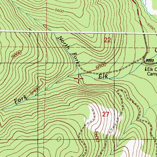 Topographic Map of South Fork Elk Creek, OR