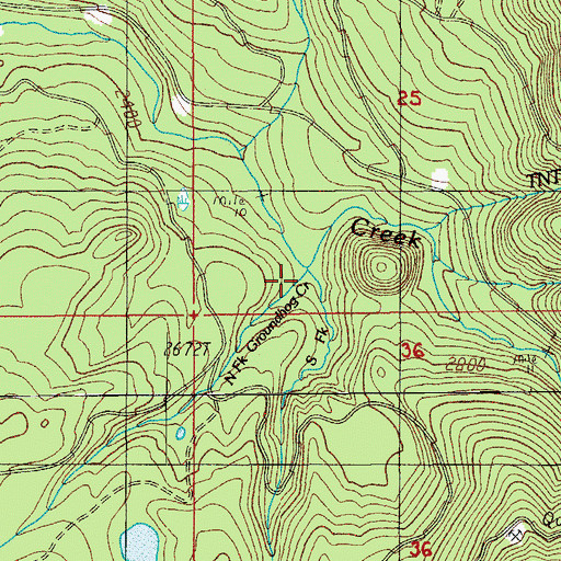 Topographic Map of South Fork Groundhog Creek, OR