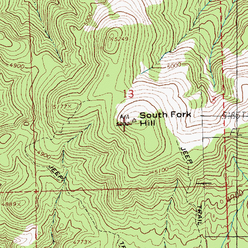 Topographic Map of South Fork Hill, OR