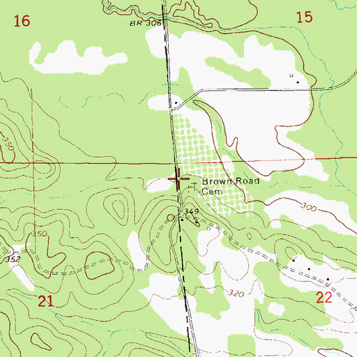 Topographic Map of Brown Road Cemetery, AL