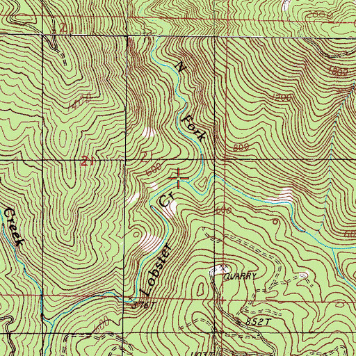 Topographic Map of South Fork Lobster Creek, OR