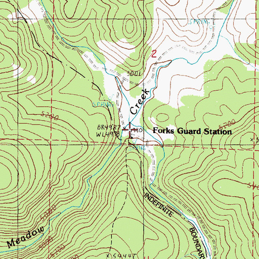 Topographic Map of South Fork Meadow Creek, OR