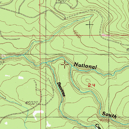 Topographic Map of South Fork National Creek, OR