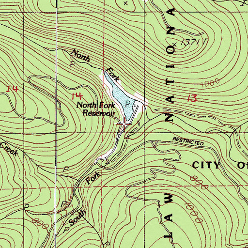 Topographic Map of South Fork Rock Creek, OR