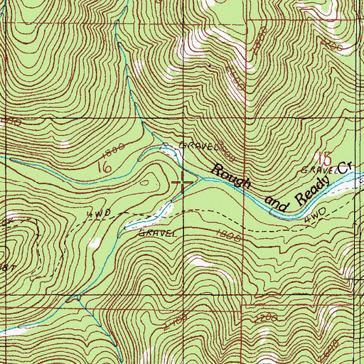 Topographic Map of South Fork Rough and Ready Creek, OR