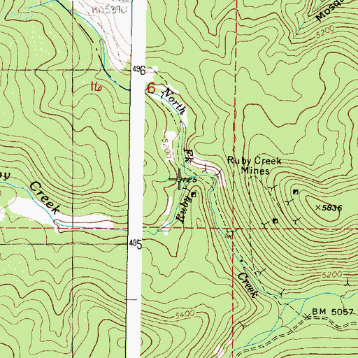 Topographic Map of South Fork Ruby Creek, OR