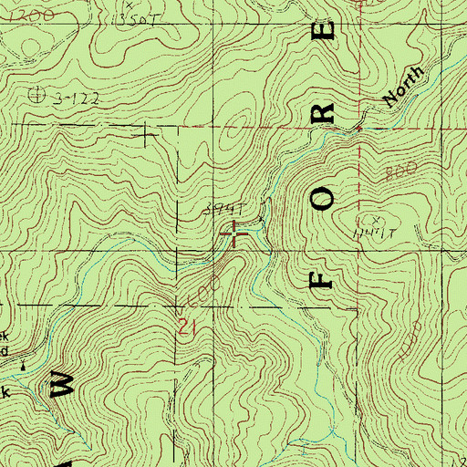 Topographic Map of South Fork Schooner Creek, OR