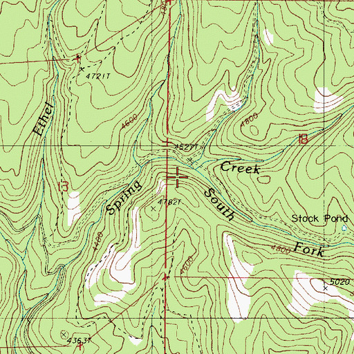Topographic Map of South Fork Spring Creek, OR
