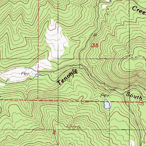 Topographic Map of South Fork Tenmile Creek, OR