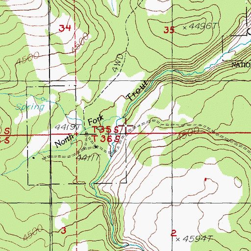 Topographic Map of South Fork Trout Creek, OR