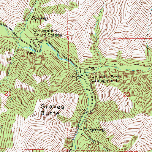 Topographic Map of South Fork Umatilla River, OR