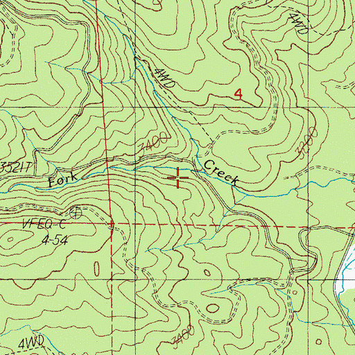 Topographic Map of South Fork Vine Maple Creek, OR