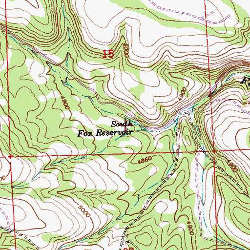 Topographic Map of South Fox Reservoir, OR