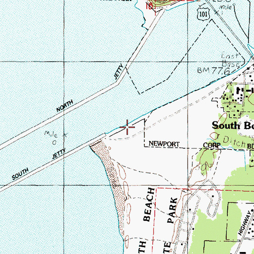 Topographic Map of South Jetty, OR