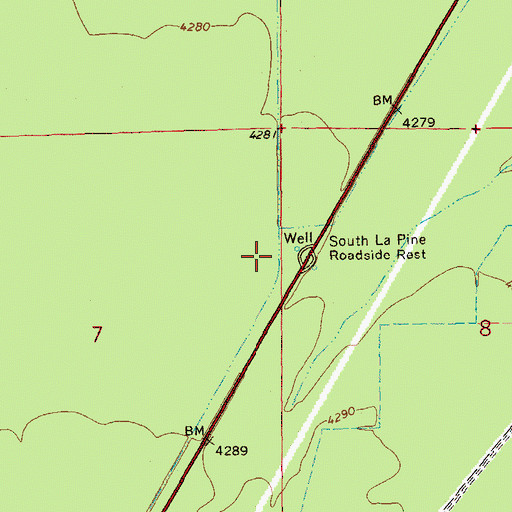 Topographic Map of South La Pine Roadside Rest (historical), OR
