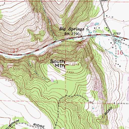 Topographic Map of South Mountain, OR